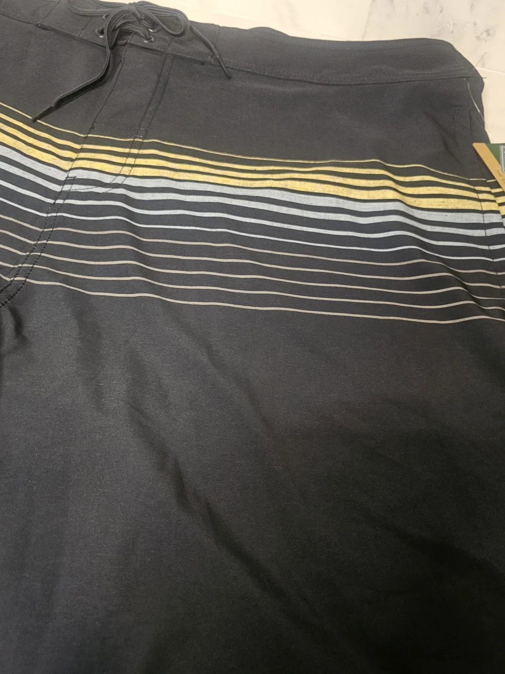 Travis Mathew Men's Board Shorts Size 42 Blue Striped Swim Surf Beach NWT